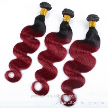 Brazilian Virgin Hair 3/4 Bundles Brazilian Body Wave 1B/Burgundy Ombre Brazilian Hair Weave Bundles Ombre Human Hair Extensions